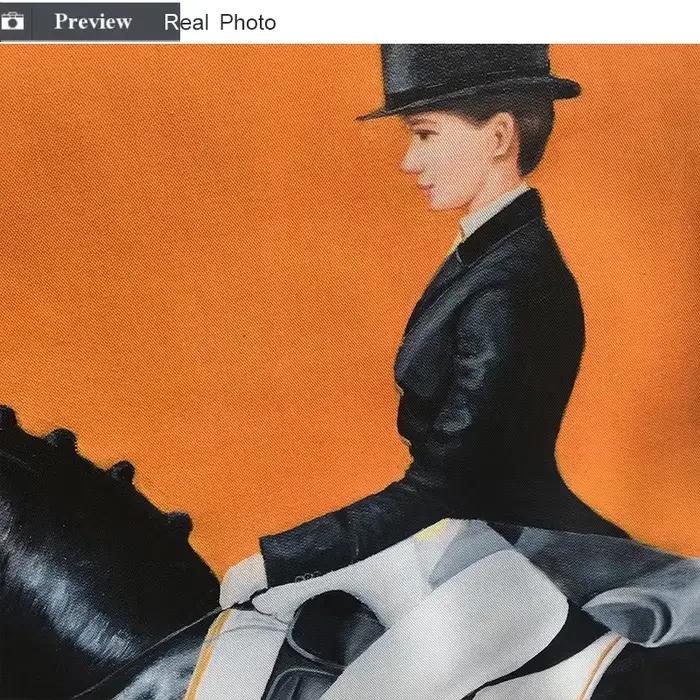 Affiche en toile HD de course de chevaux orange