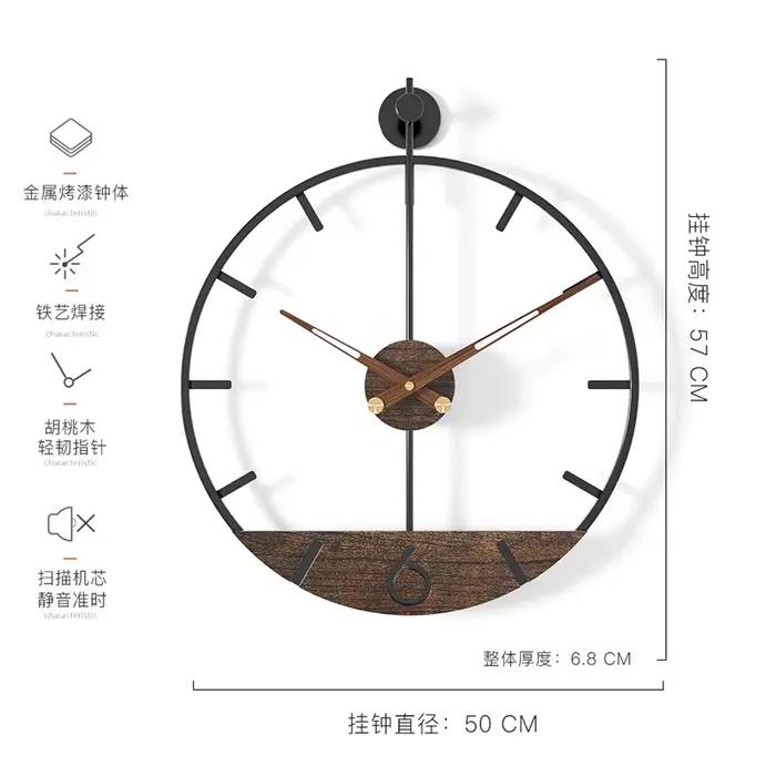 60cm Wood Large Wall Clock for Living Room Nordic 3d Silent Clocks