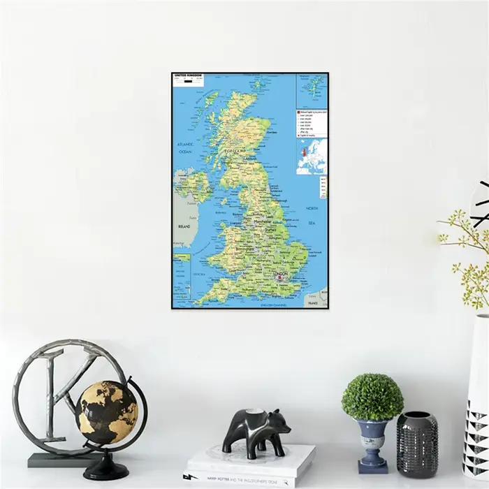 Affiche de carte du royaume-uni pliable A1/A2/A3