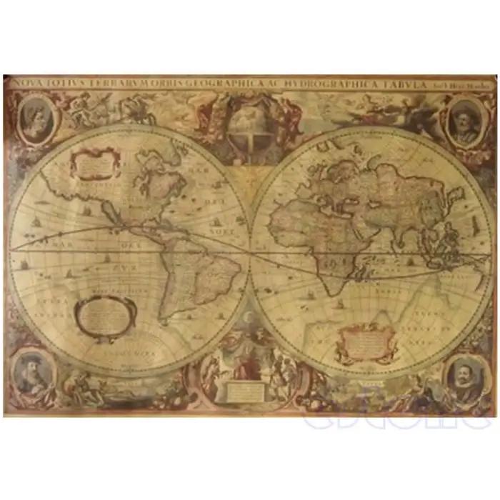 Affiche carte du monde en papier brun 256