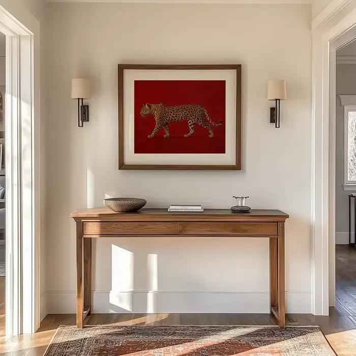 Peinture murale sur toile vintage léopard rouge sans cadre