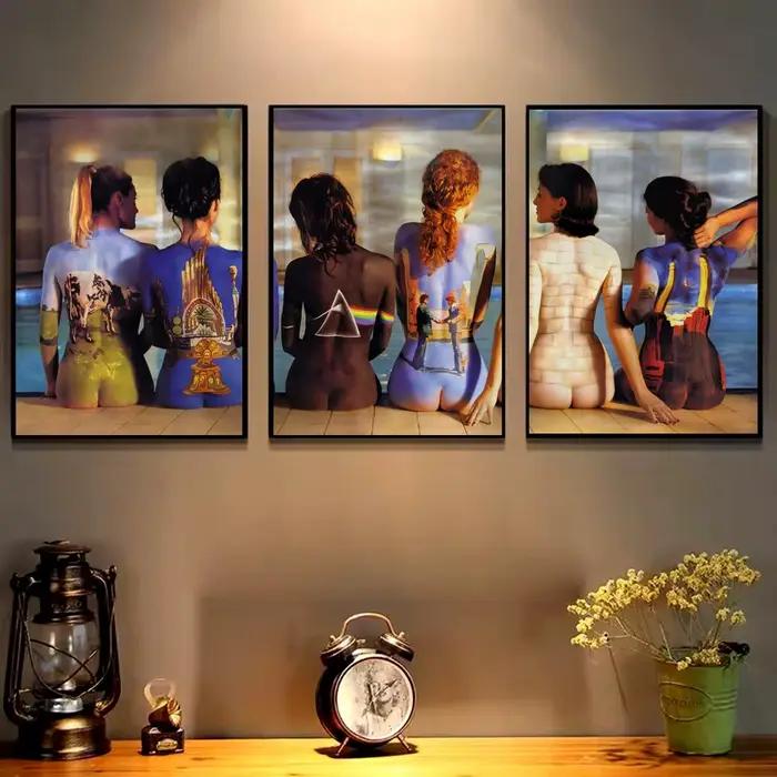Affiche murale en toile de coton avec peinture et calligraphie de la groupe P-Pink Floyd
