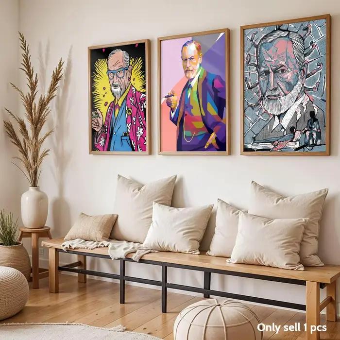 Affiche de psychanalyse de Sigmund Freud, autocollants muraux d'art modernes auto-adhésifs pour chambre à coucher et salon, décoration de la maison, excellente idée de cadeau