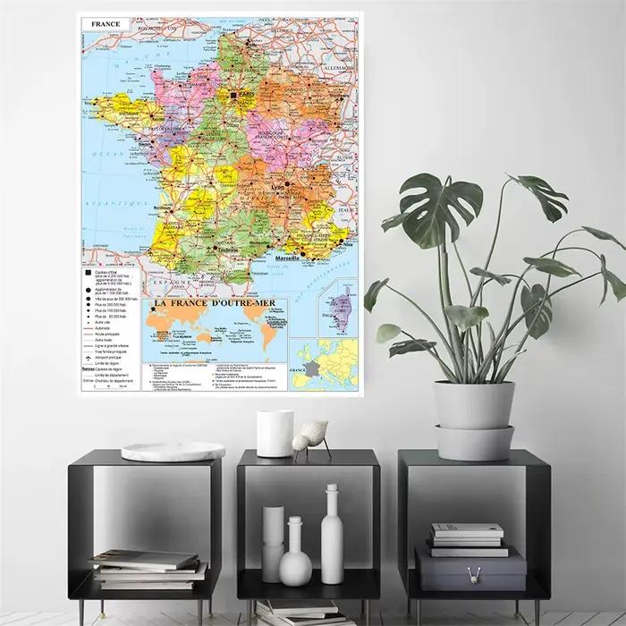 Grande affiche de la carte des transports de la France