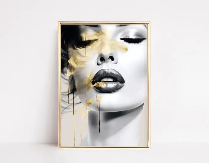 Affiche abstraite de visage de femme et de fille