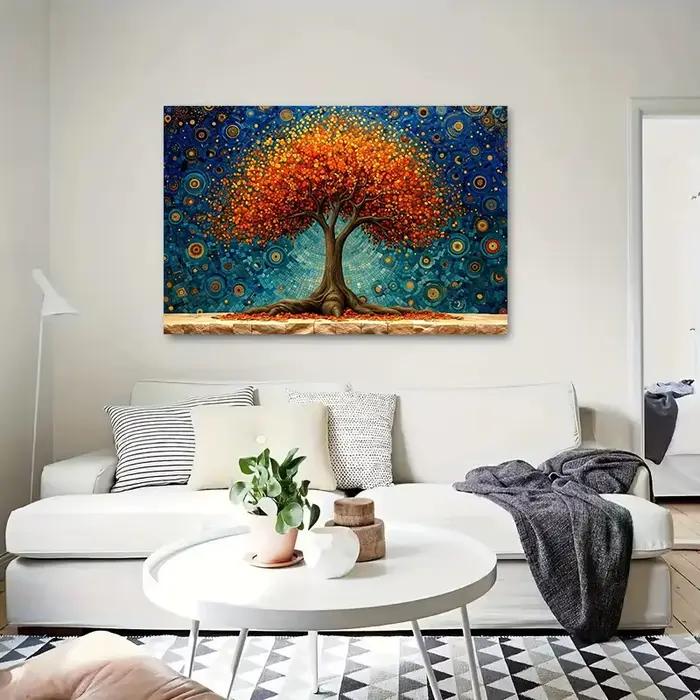 Toile d'art mural abstrait doré arbre de vie