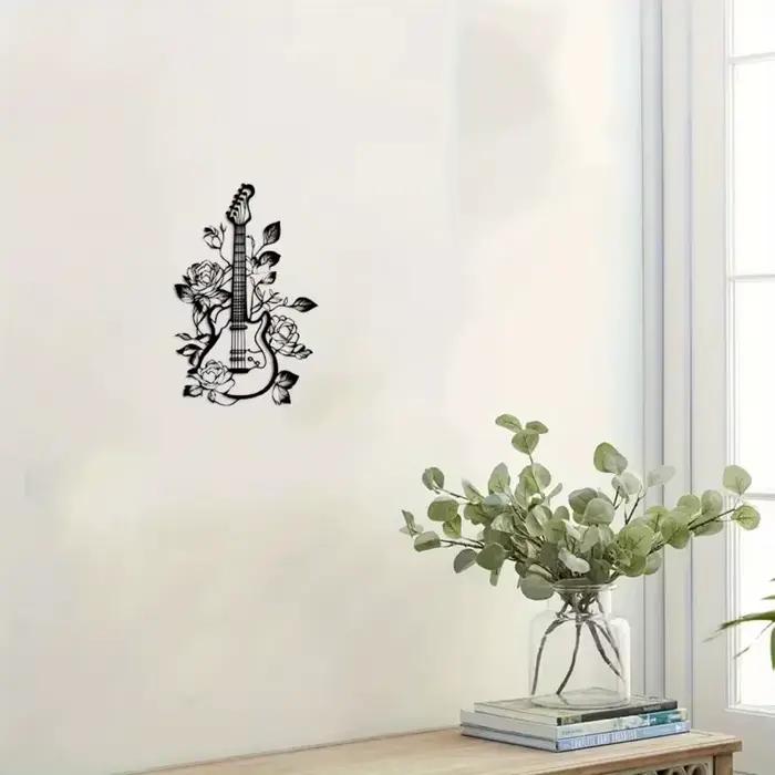 1 pièce, décoration murale en fer forgé pour guitare à fleurs