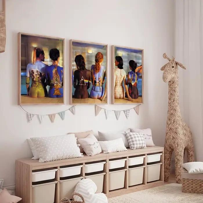 Affiche murale en toile de coton avec peinture et calligraphie de la groupe P-Pink Floyd