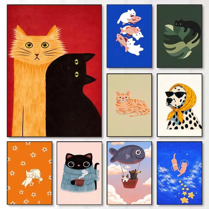 Affiche murale imprimée chatons aquarelle