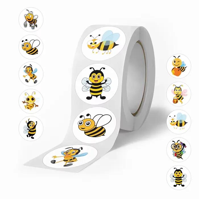 500 autocollants mignons en forme d'abeille, motif dessin animé, Kawaii, pour scrapbooking, journal, valise, étiquettes adhésives étanches