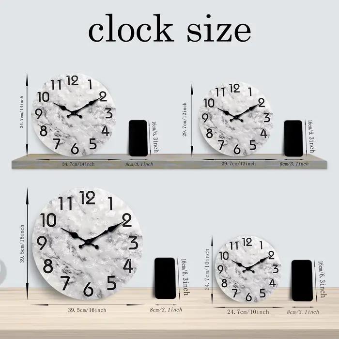 Moderne motif de peinture à l'huile de marbre gris et noir horloge murale en bois salon chambre cuisine décoration de