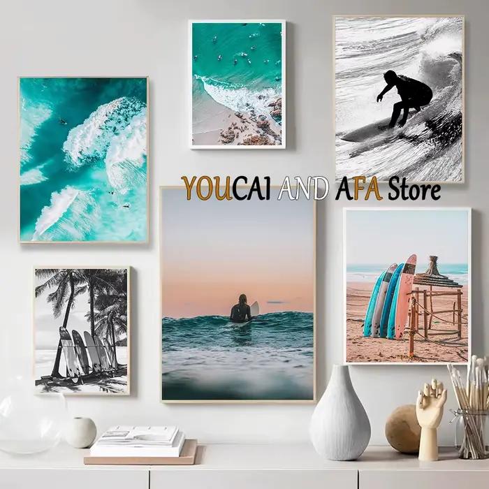 Affiche de surf sur l'océan avec de vraies photos