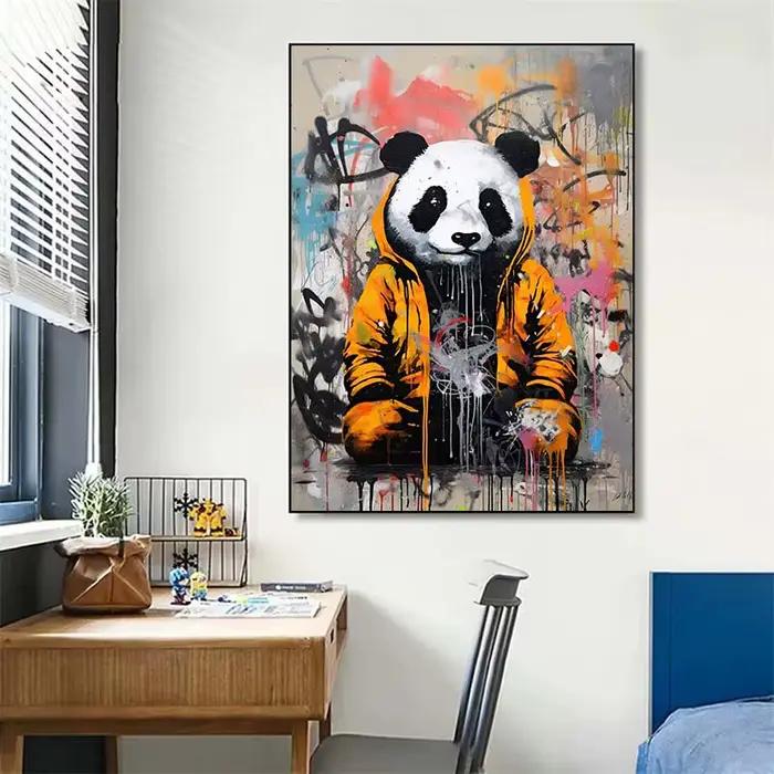 Banksy Pop Street Graffiti mur Art animaux toile affiches et imprimés Panda chien raton laveur peinture pour salon décor photo
