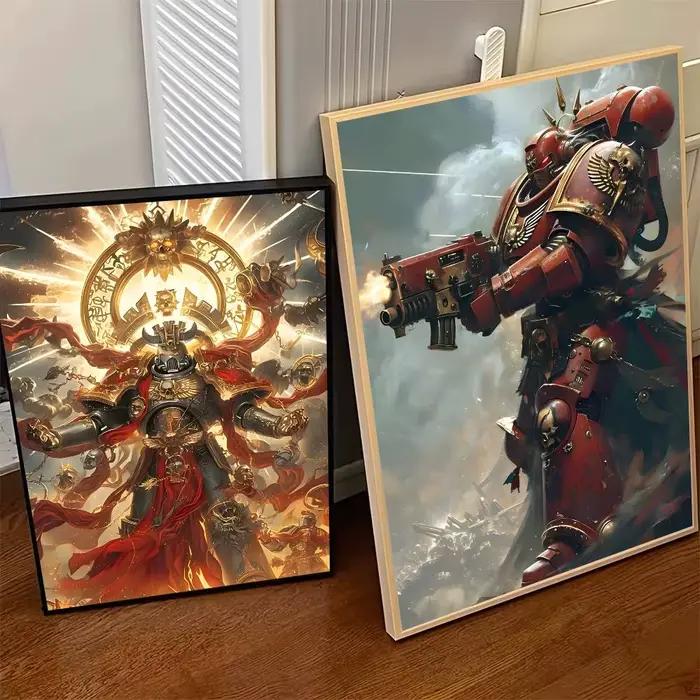 Affiches autocollantes en papier imprimé Game B-W-Warhammes-D 40k