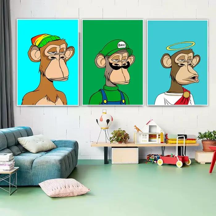 Pop Ape Canvas Painting Funny Trendy Cartoon Poster and Prints Modern Wall Art Colorful Artwork for Living Room Home Decor Mural