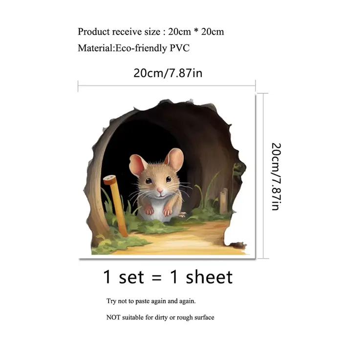 Autocollant mural mignon en forme de trou de souris