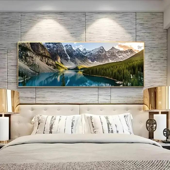 Peinture sur toile de paysage, peinture de paysage de montagne de forêt de lac, affiches de décoration artistique murale pour salon, chambre à coucher, imprimés d'images