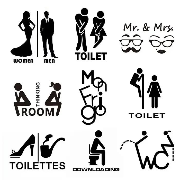 Perfec3D-Autocollants Muraux avec Signe d'Entrée de Toilette pour Homme et Femme