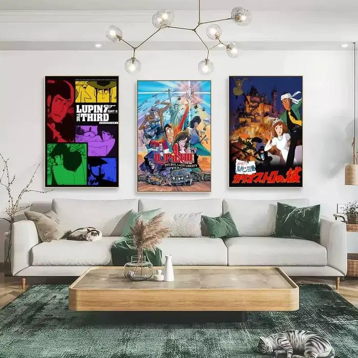 Lupin le troisième et moi Nifushi Manga Amine affiche d'art auto-adhésive autocollant en papier imperméable café maison Bar autocollants muraux