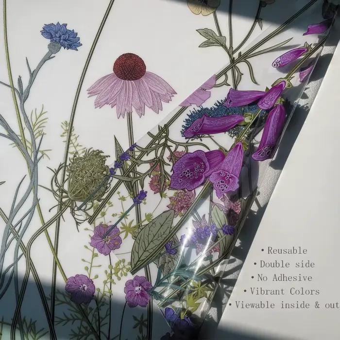 Film de bordure de vitrail floral coloré