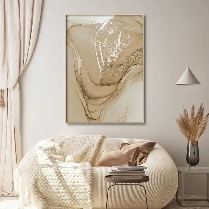 Affiches d'art mural abstraites en marbre beige Boho, peinture sur toile, impressions de gestion, salon moderne, décoration intérieure de la maison