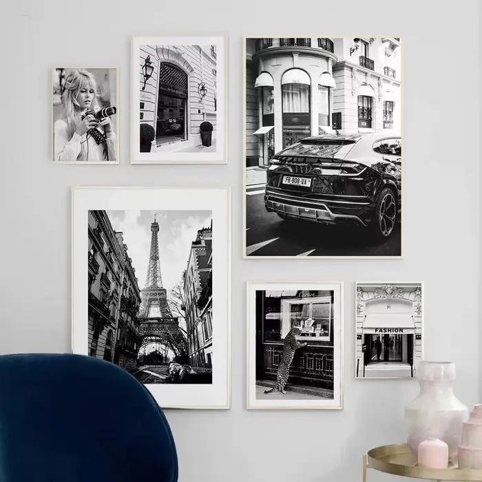 Affiches noires et blanches à la mode de Paris