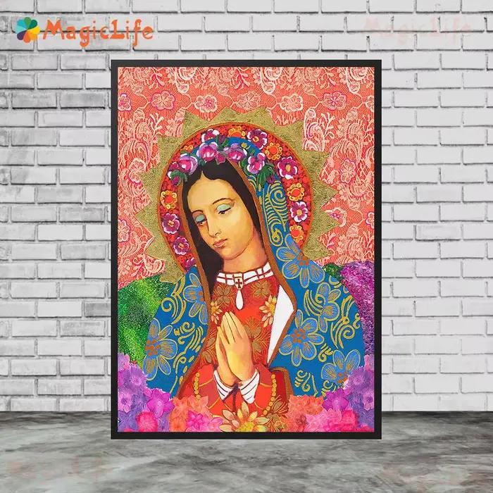 Toile d'art mural avec ange gardien et vierge De Guadalupe