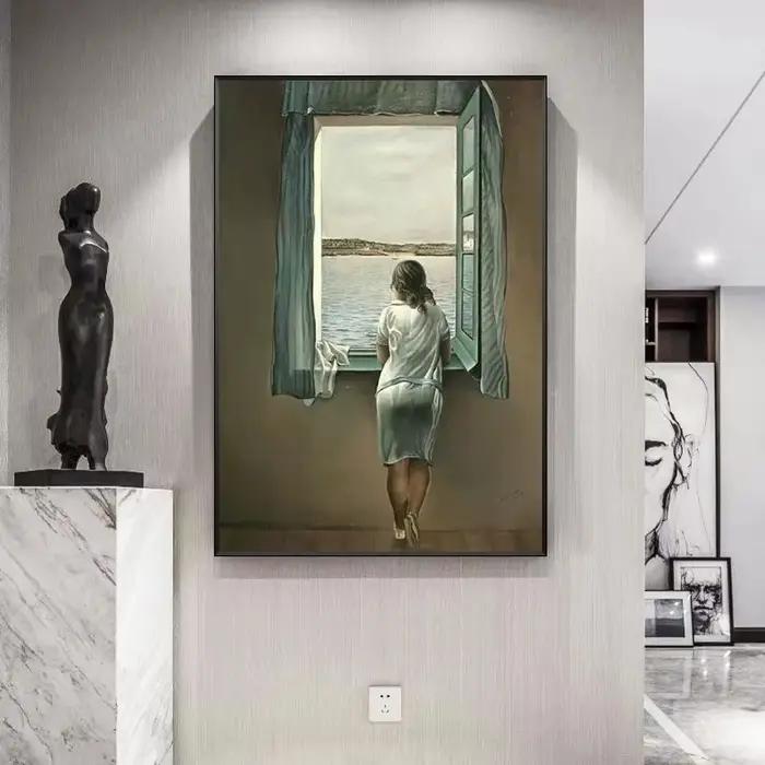 Affiches et impressions sur toile de la femme à la fenêtre de Salvador Dali