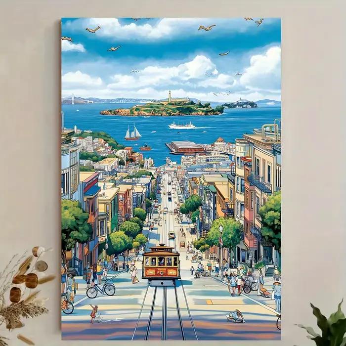 Toile d'art de paysage urbain vibrant