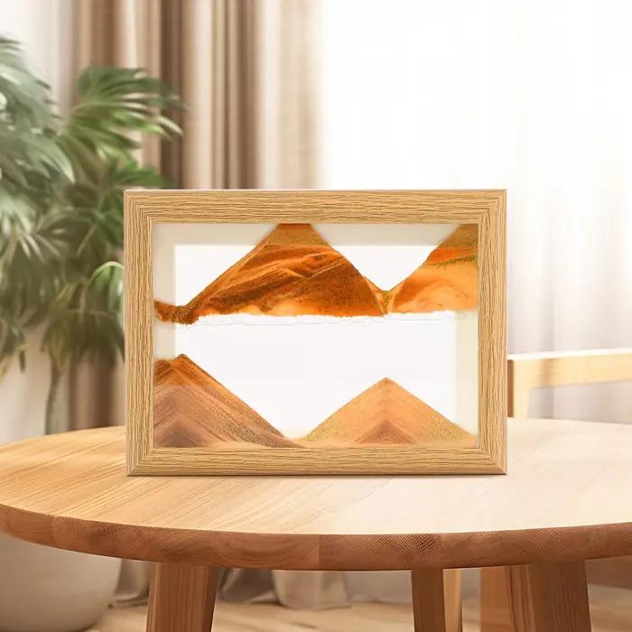 Cadre en bois paysage de sable en mouvement
