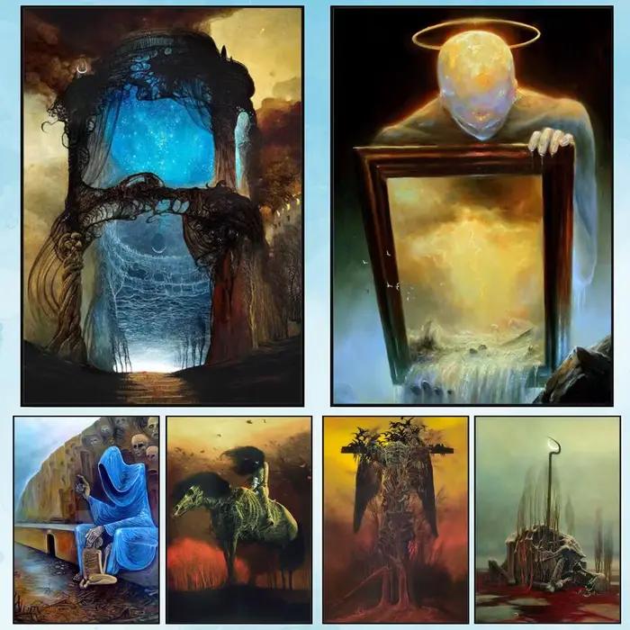 Z-Zdzislaw B-Beksinski Art peinture calligraphie toile affiche: sans plis imperméable Durable tous les espaces décoration murale
