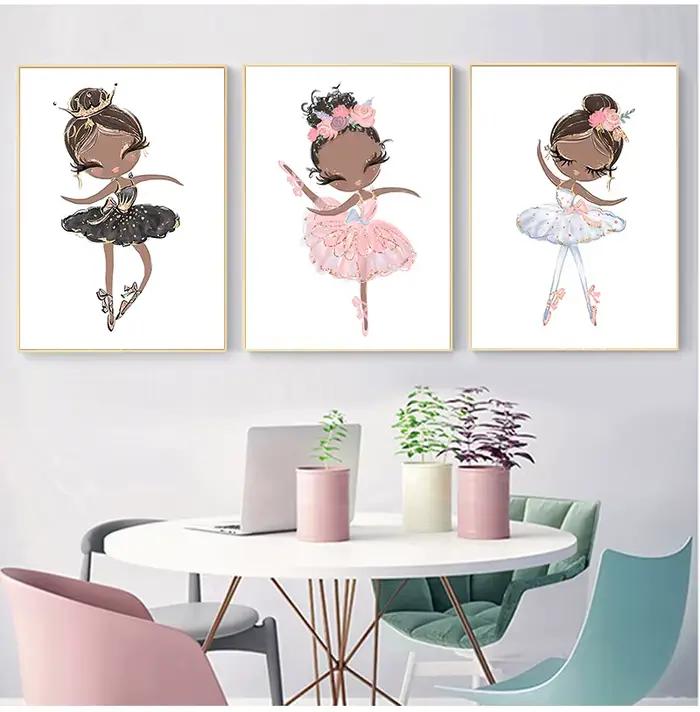 Affiche de toile de petite princesse ballerine