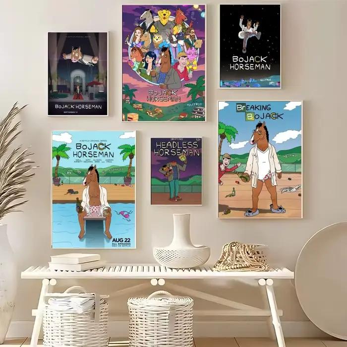 B-BoJack – affiche de dessin animé H-Horseman, Art mural polyvalent pour salon, chambre à coucher, bureau, couloir, Bar | Idée cadeau de décoration d'intérieur