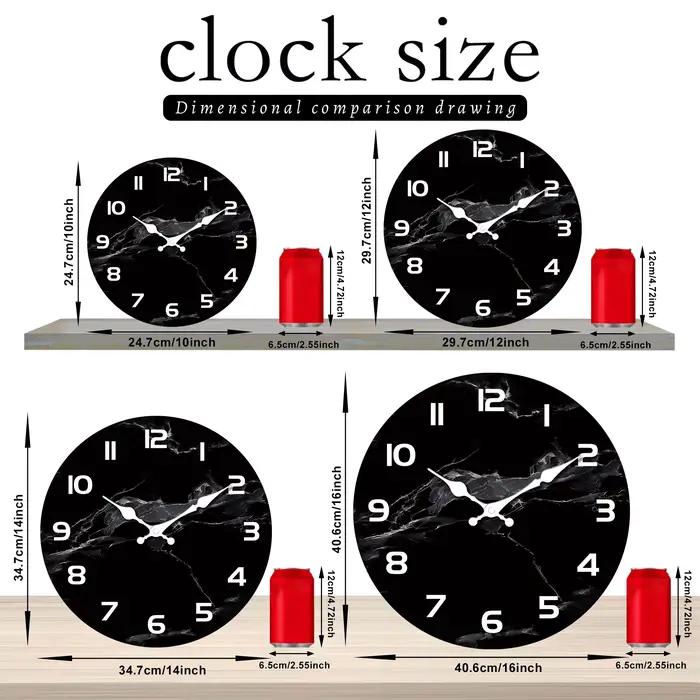 Horloge murale en bois texturée en marbre noir Simple