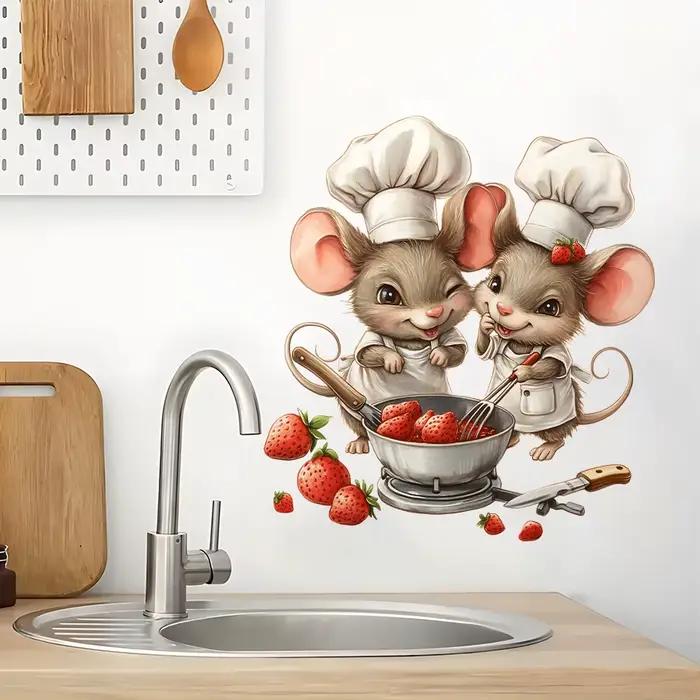 Autocollant mural de Chef de souris de dessin animé
