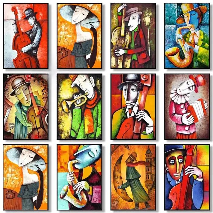 Affiche d'art abstraite Picasso pour homme jouant à un Instrument de musique