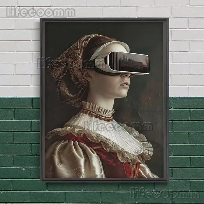 Affiche d'art de parodie vintage de femme de Renaissance