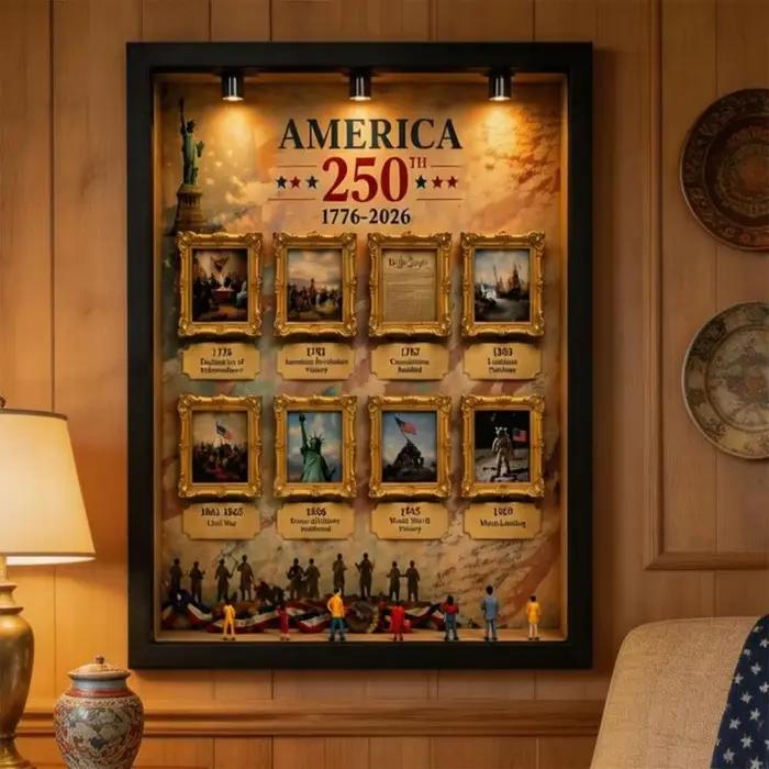 Cadre photo américain en bois résine pour 250e anniversaire