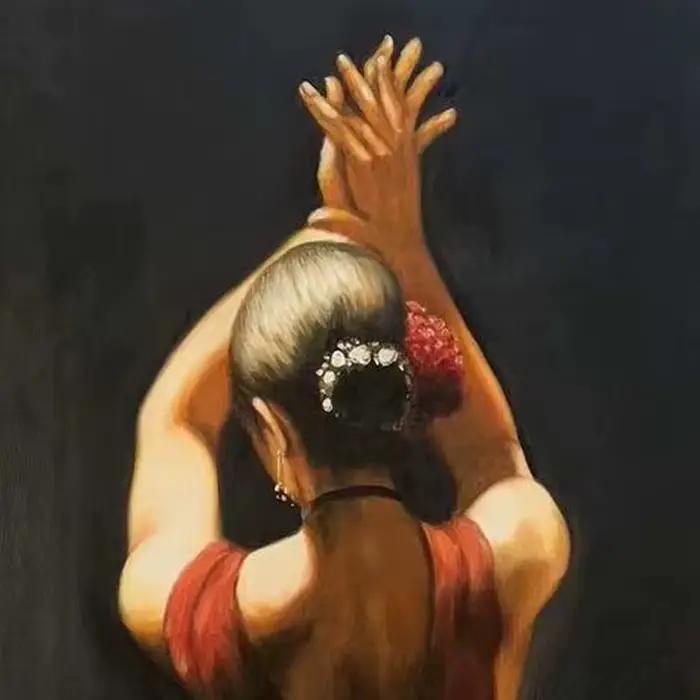 Peintures sur toile suspendues pour hôtel, peinture de danseuse de salon, peinture à l'huile de femme Latina, peinture peinte à la main de haute qualité