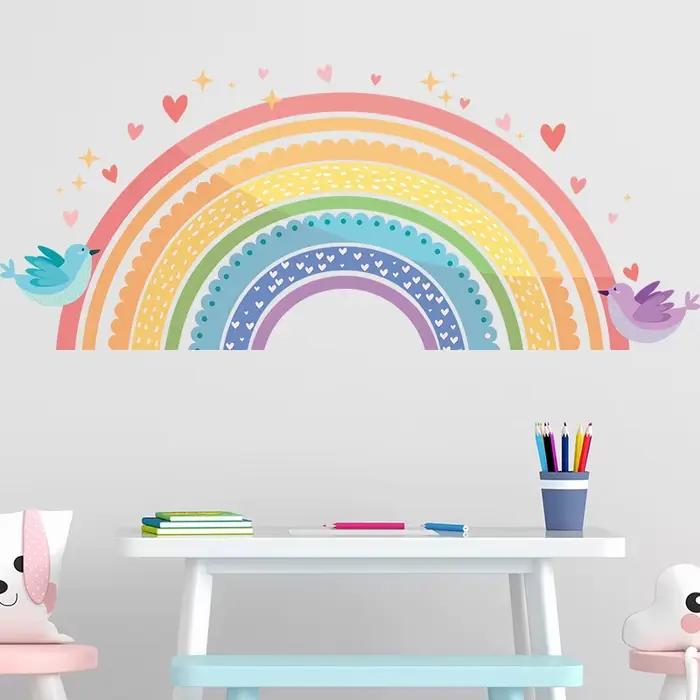 Autocollants muraux colorés en forme d'oiseau arc-en-ciel pour chambre d'enfant