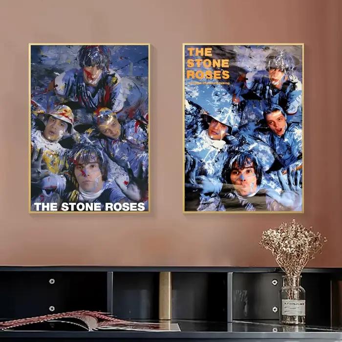 Affiche sur toile avec peinture et calligraphie de la groupe The S-Stone Roses