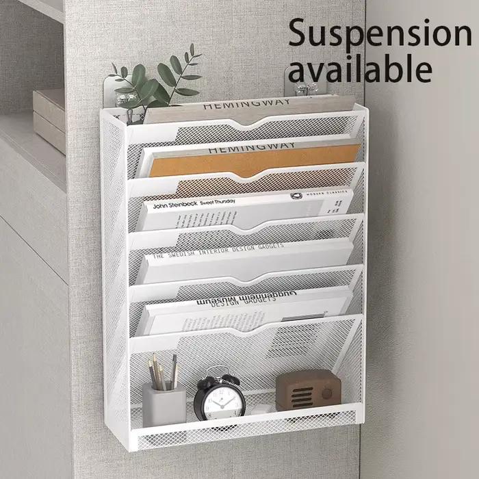 Étagère murale réglable en maille métallique – Support de rangement noir et blanc pour l'organisation du bureau
