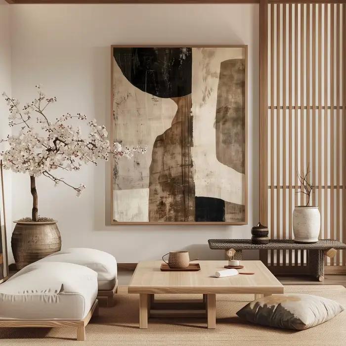 Affiche sur toile abstraite Wabi Sabi japonaise