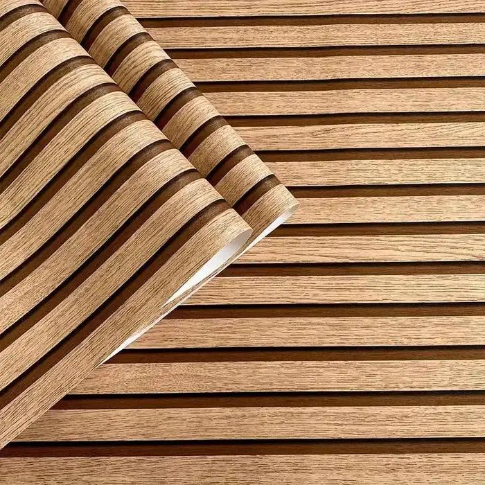 Papier peint auto-adhésif rayé imperméable et résistant à l'huile de 45 cm
