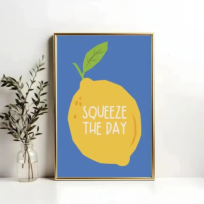 Pâtes Croissant café à la mode manger rose cerise citron figue citation affiche toile peinture impression mur pour cuisine décor Cuadros