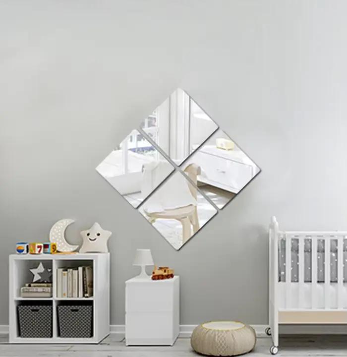 Miroir Carré Autocollant Mural en Acrylique Souple
