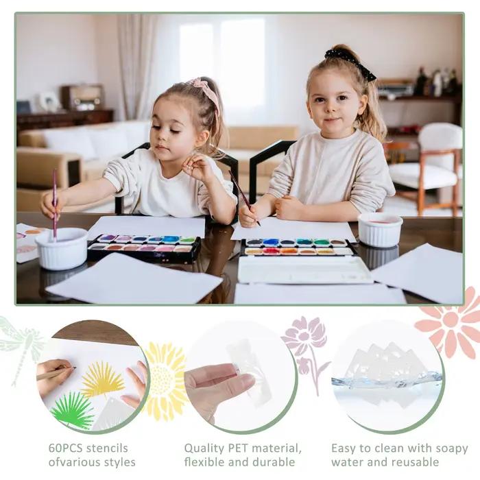 Ensemble de 60 pièces de modèles de peinture de plantes pour carte sur toile