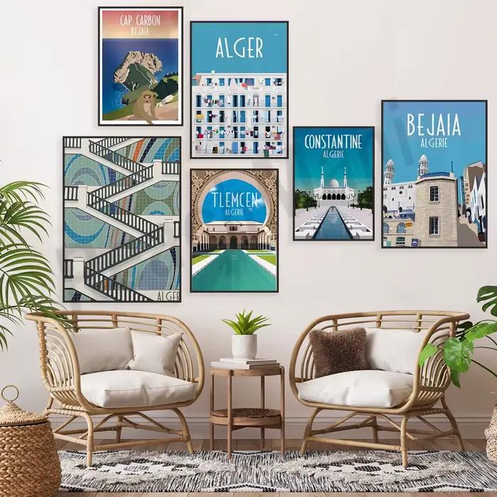 Affiche Algérie, affiche Algiers minimaliste