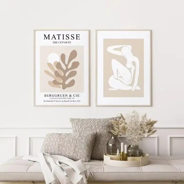 Affiche rétro abstraite beige neutre style Matisse
