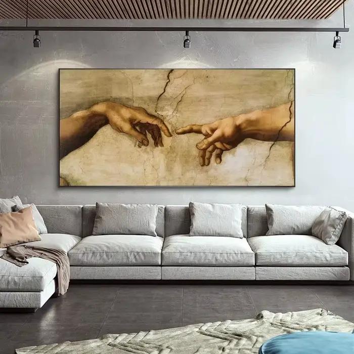 Toile d'art célèbre de la création d'adam de Michelangelo